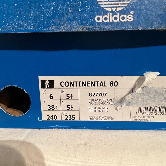 Adidas, Continental 80, Black w/ red accent Size Men’s 6, Ladies 7.5 - Picture 5 of 5